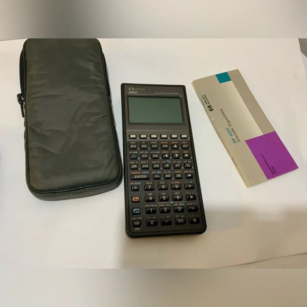 Vintage Hewlett Packard HP 48SX Graphing Calculator HP soft case and manual